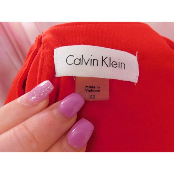CALVIN Klein Blouse Women XS Red Sleeveless Career Top - Picture 8 of 9